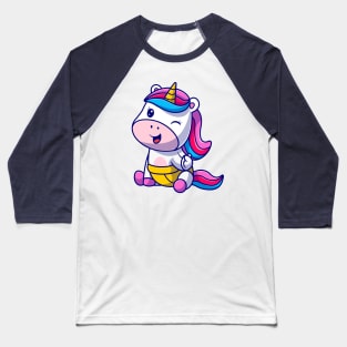 Cute Baby Unicorn Cartoon Baseball T-Shirt